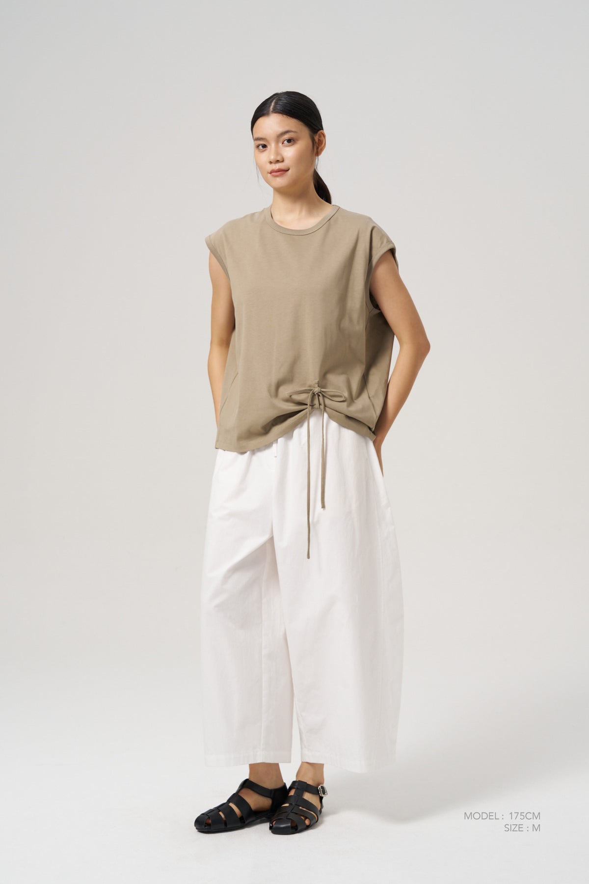 Scrunched Ribbon Tee - Sage