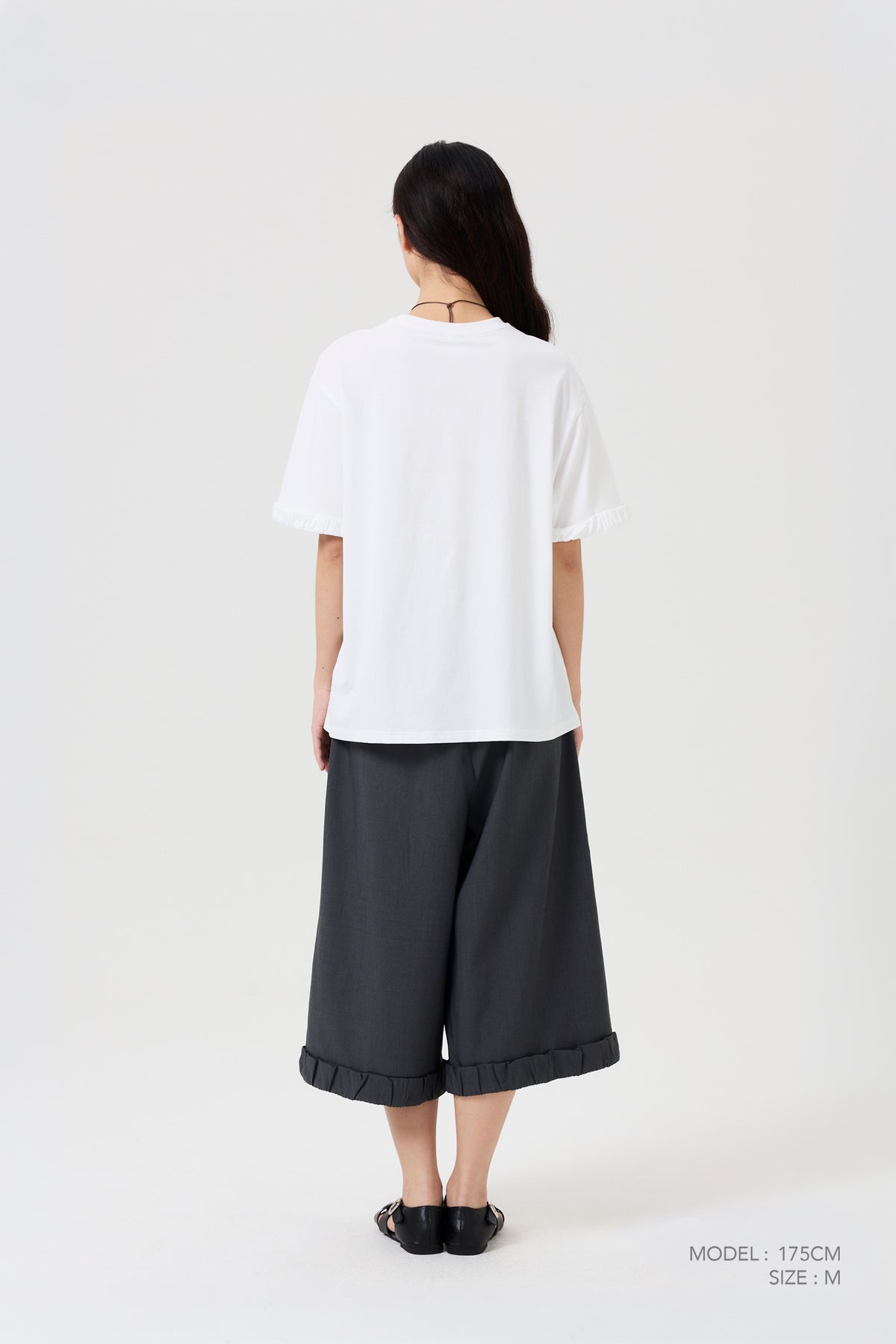 Gathered Ruffle Cuff Tee - Cream