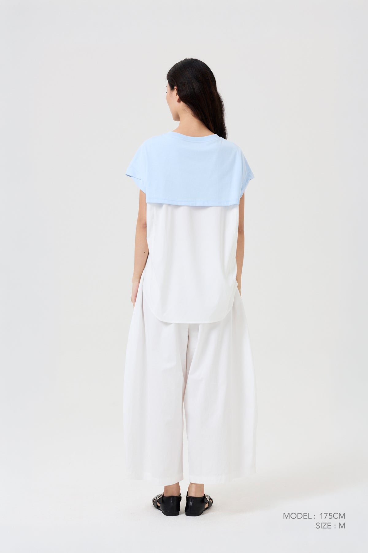 Contrast Fabric Tee - Sky Blue