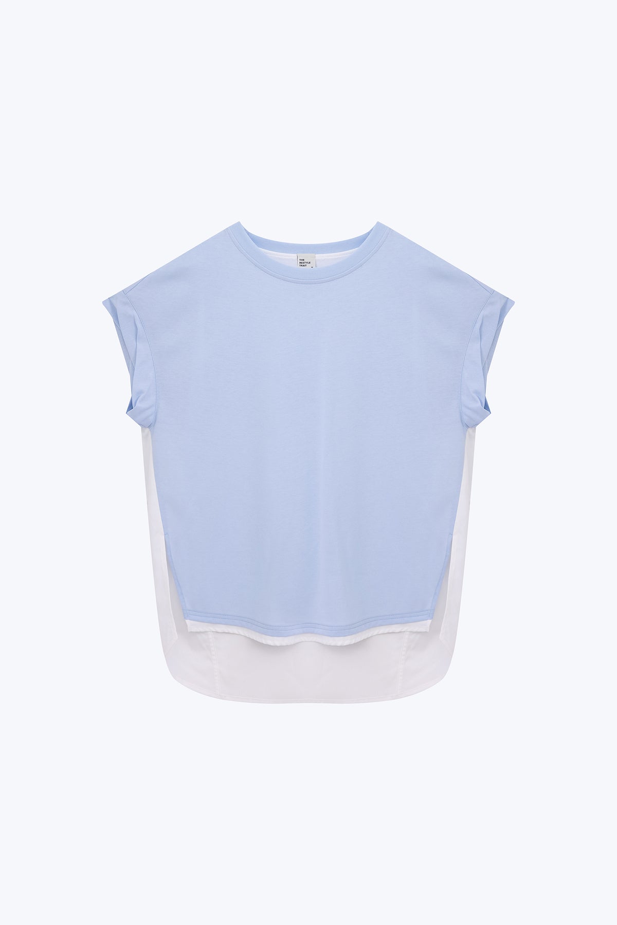 Contrast Fabric Tee - Sky Blue