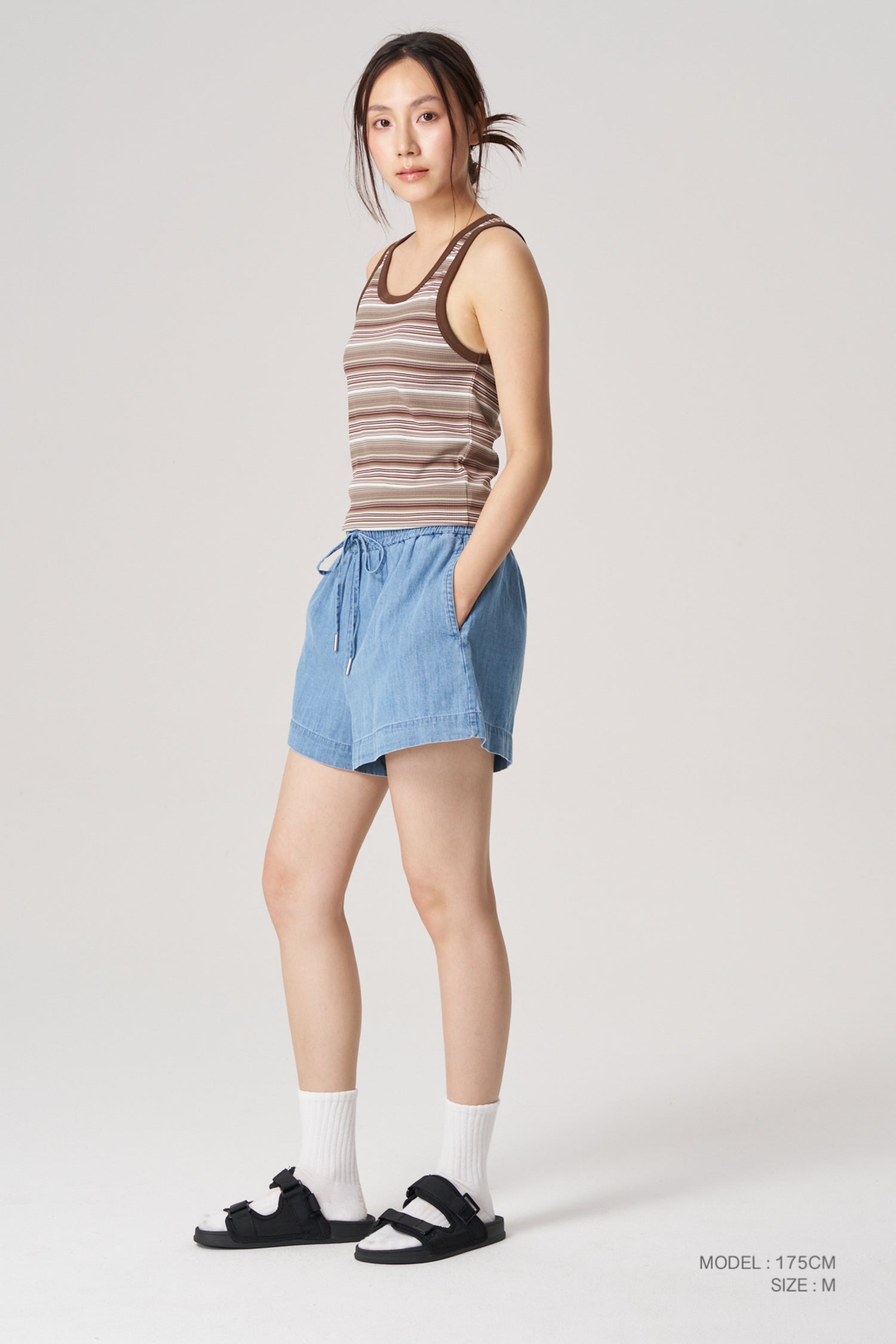 Multi-Coloured Striped Tank - Stripes Khaki Brown