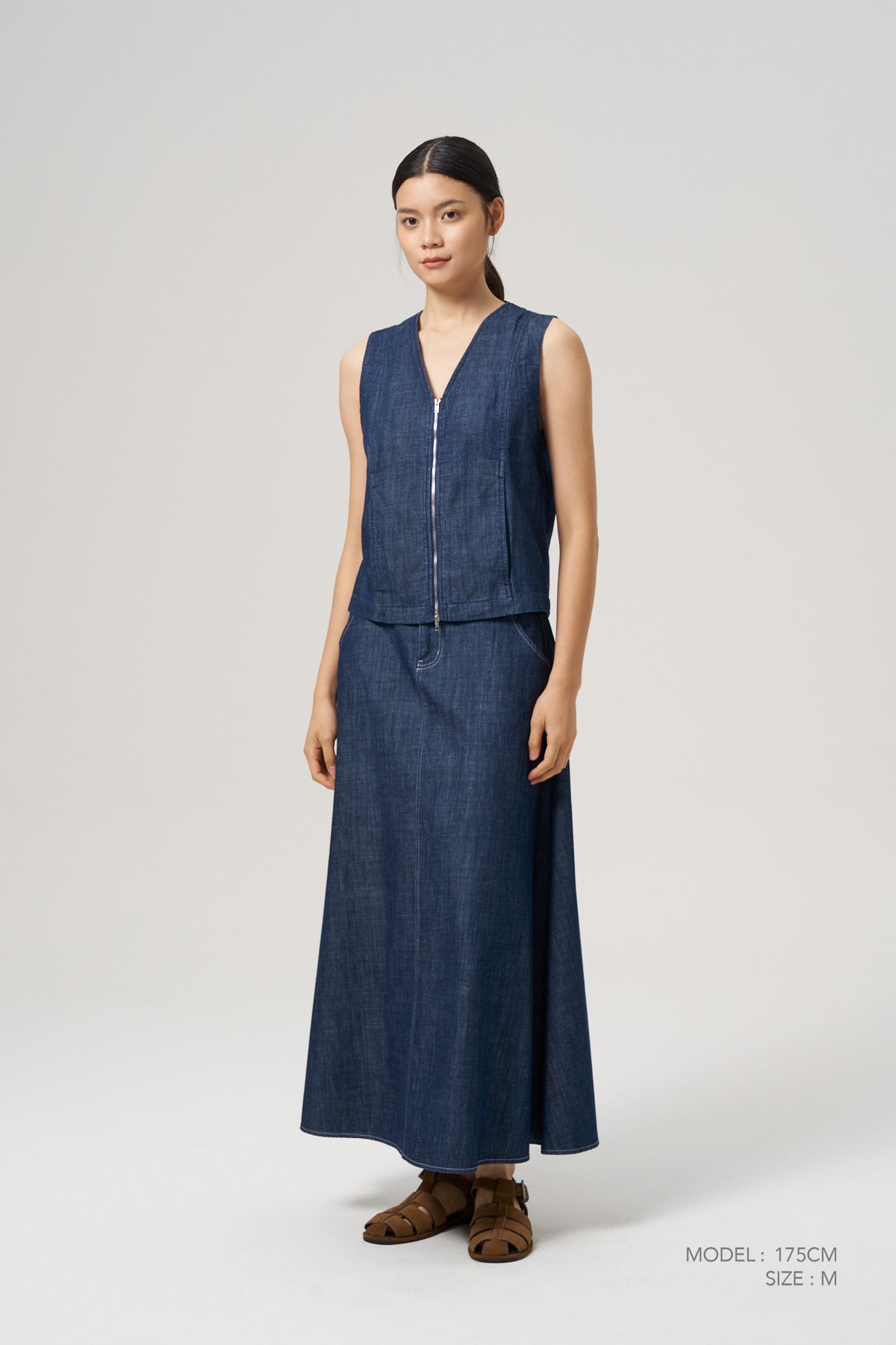 Front Zip Vest - Dark Denim