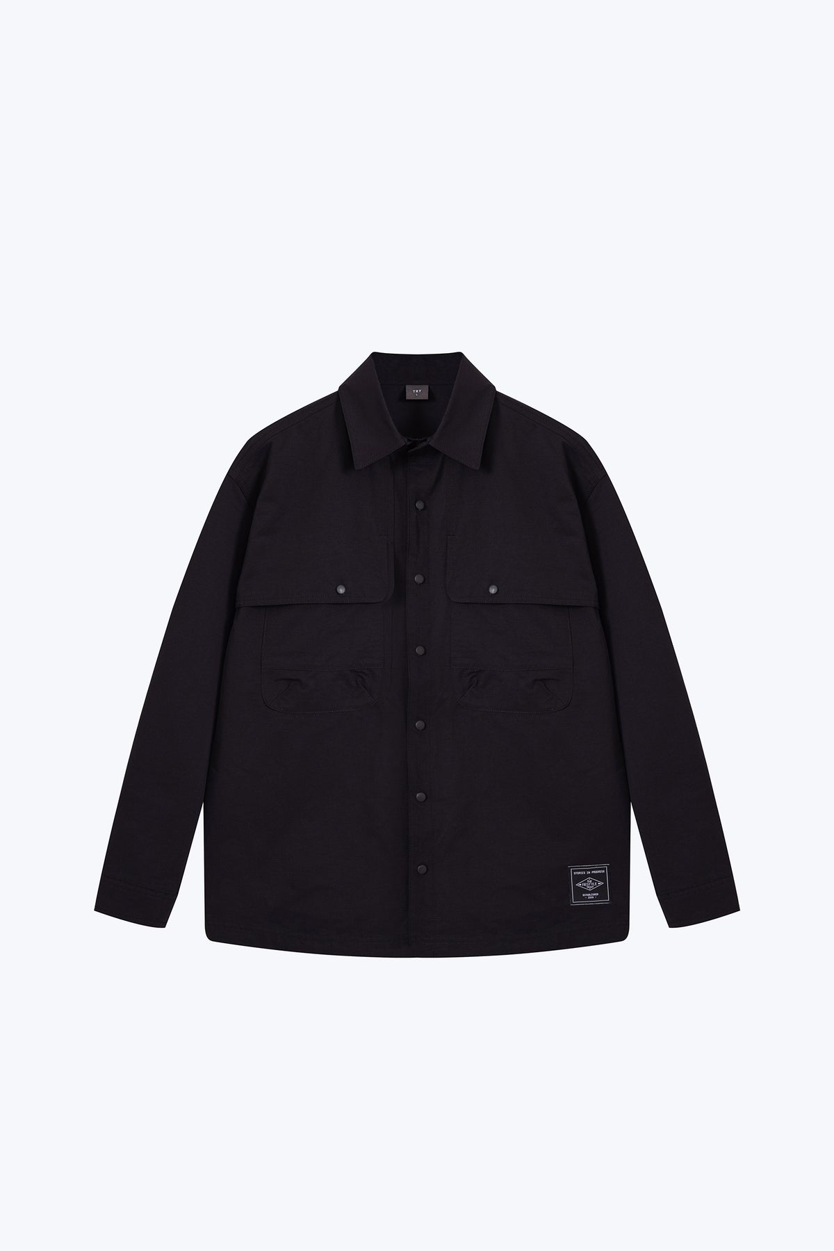 Cotton Nylon Long Sleeve Shirt - Black