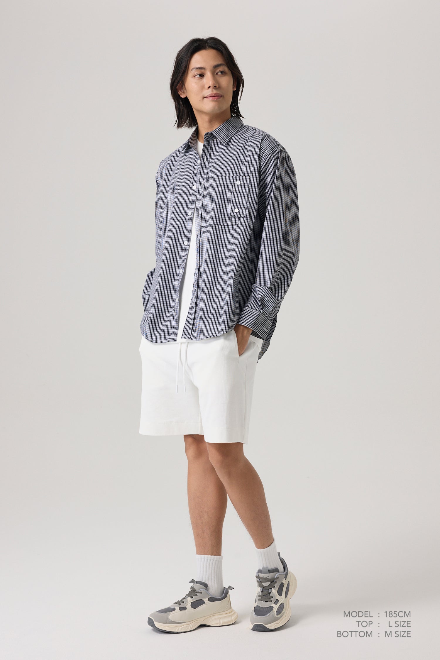 Checkered Long Sleeve Shirt - Checkered Black