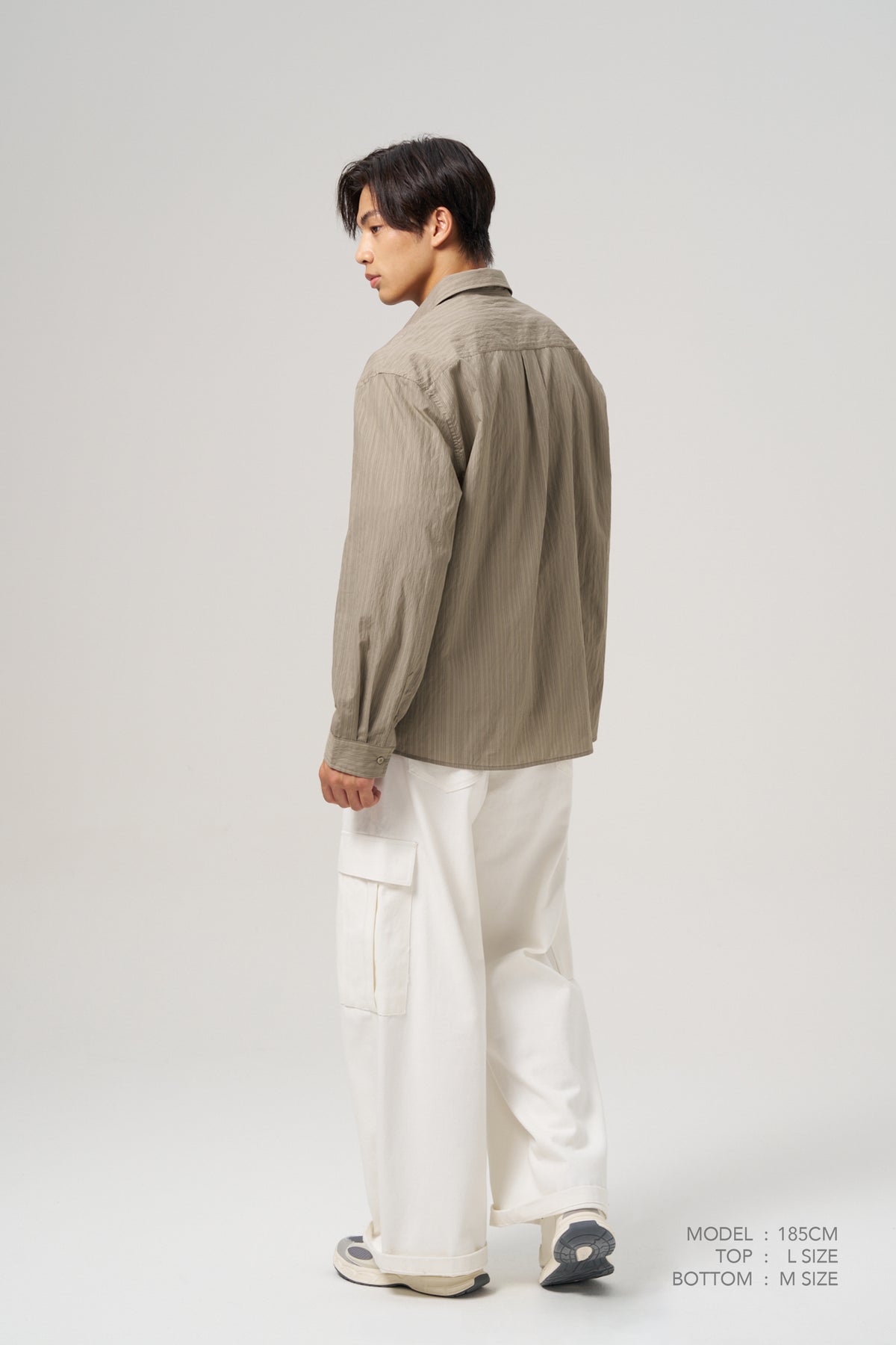 Striped Long Sleeve Shirt - Khaki Green