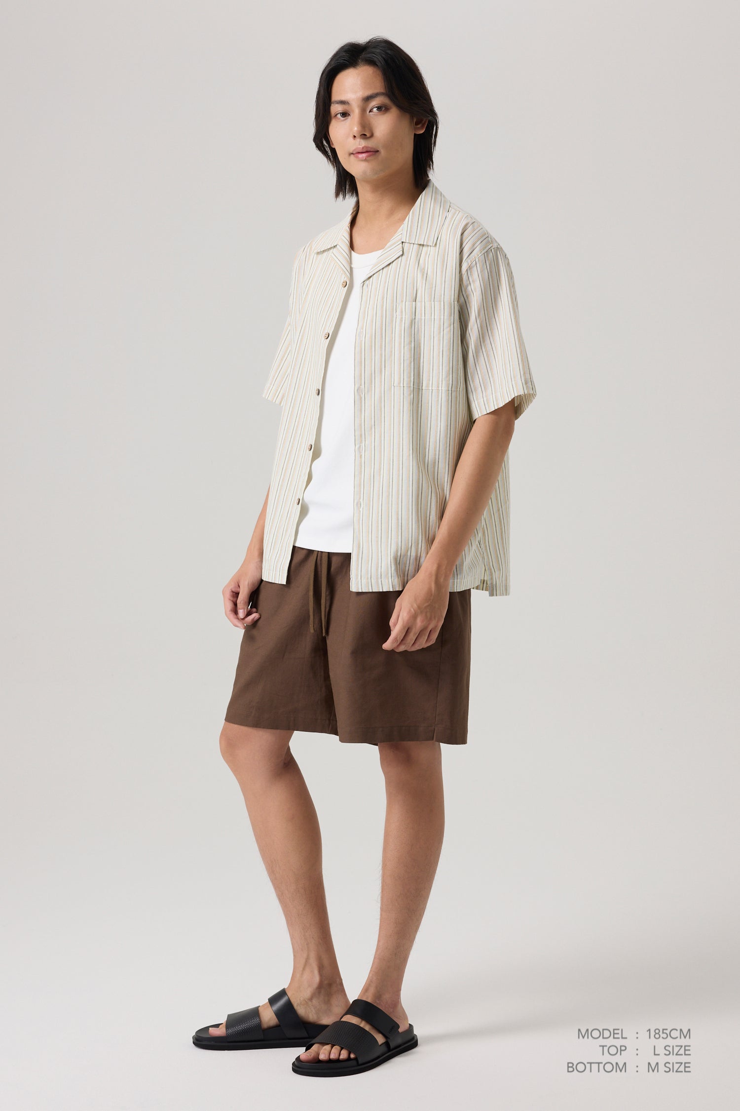 Striped Cuban Collar Shirt - Stripes Ecru