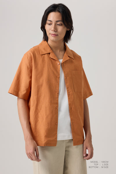 Cuban Collar Shirt - Orange
