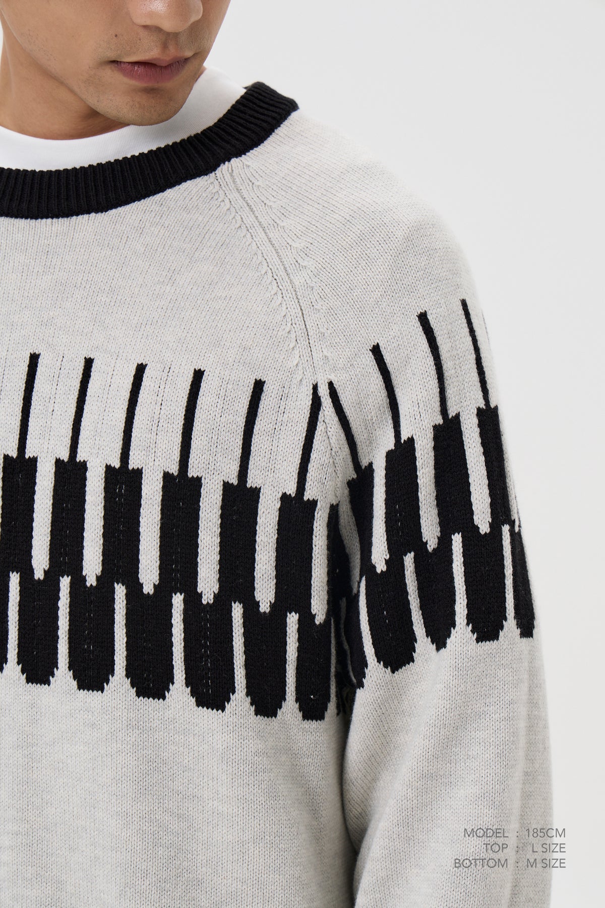 Patterned Sweater - Light Grey