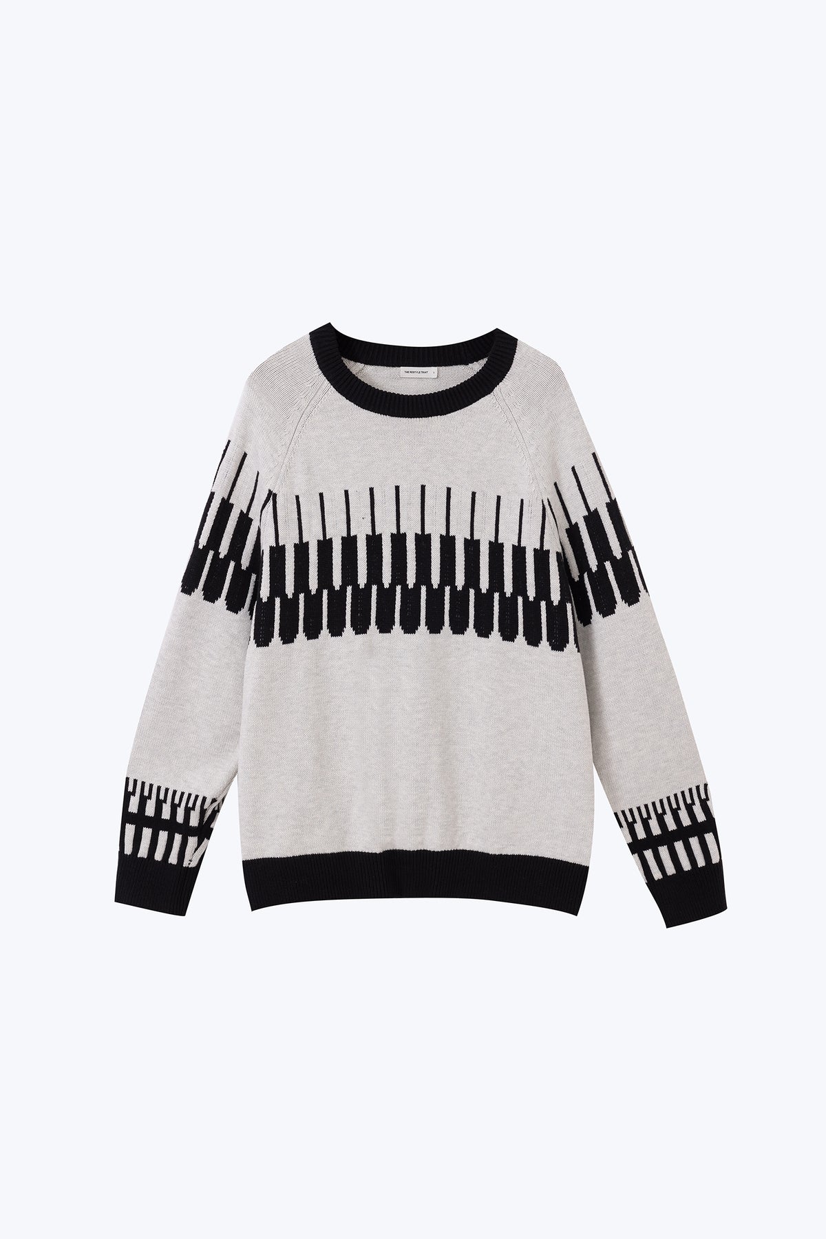 Patterned Sweater - Light Grey