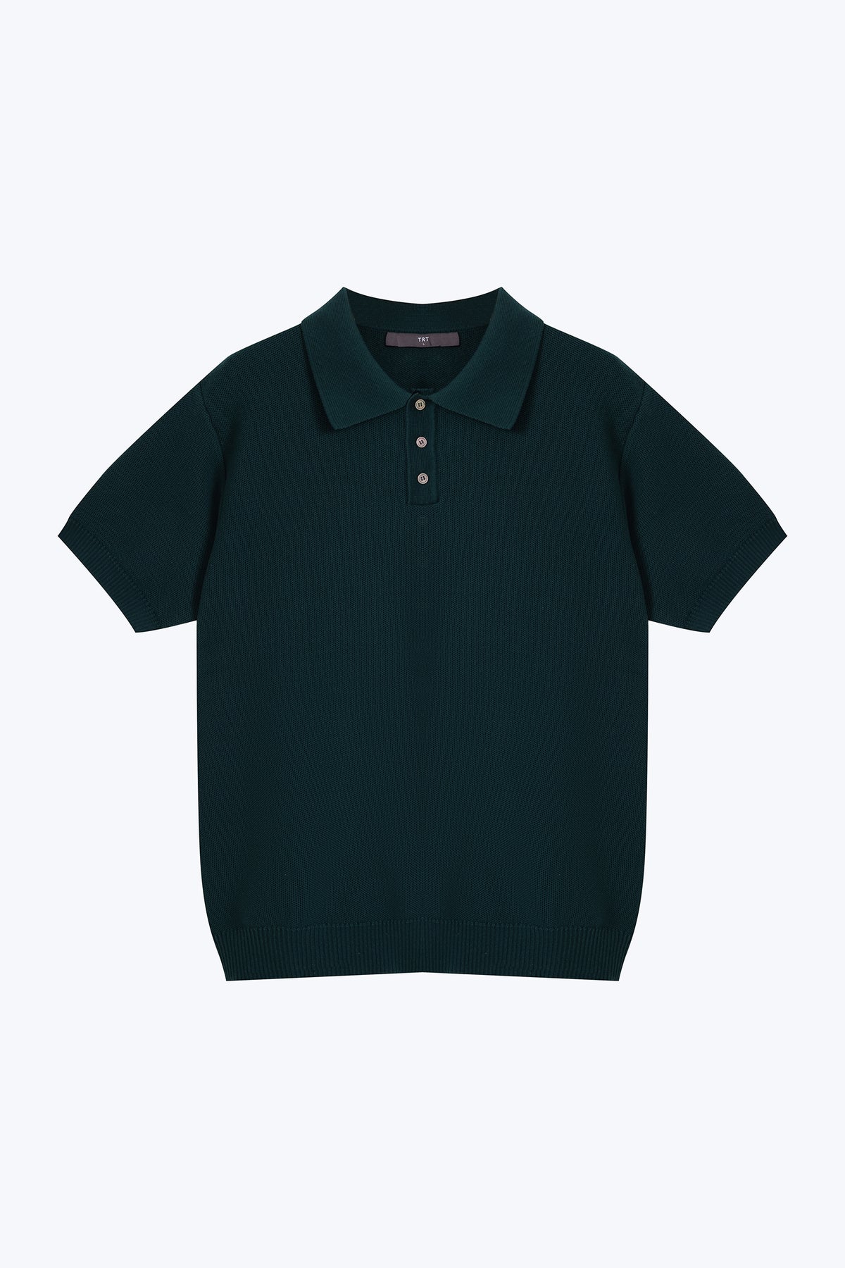 Knitted Polo Tee - Forest Green