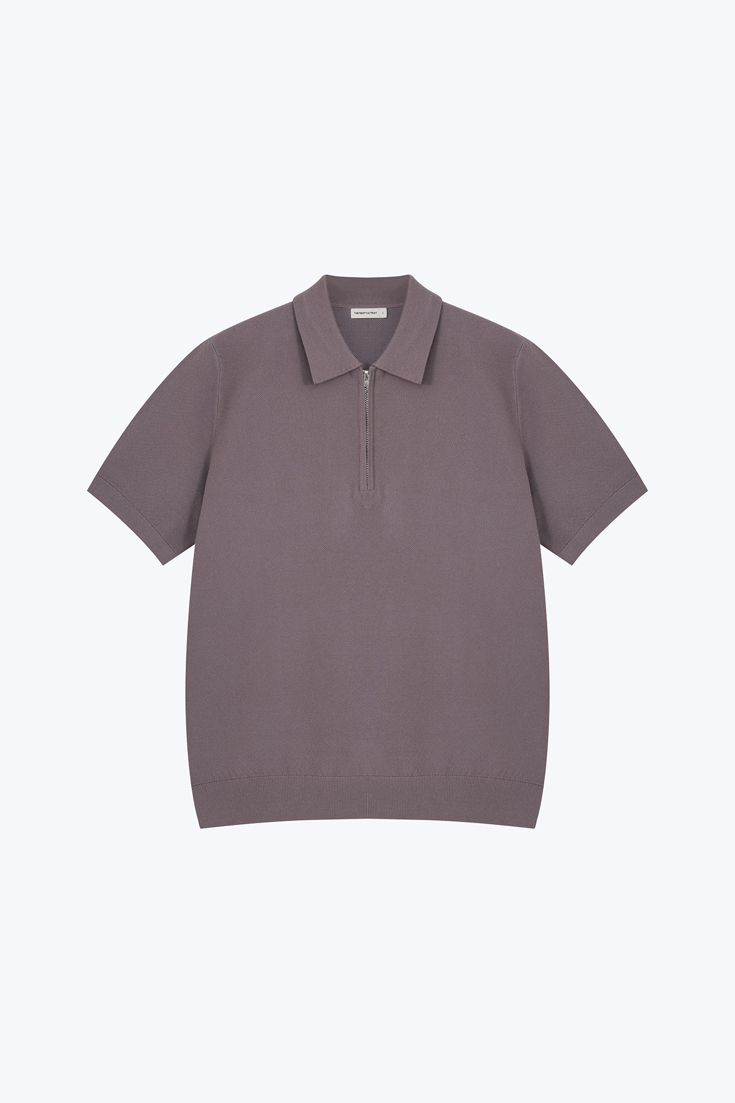 Knit Zip Collar Polo - Dusty Mauve