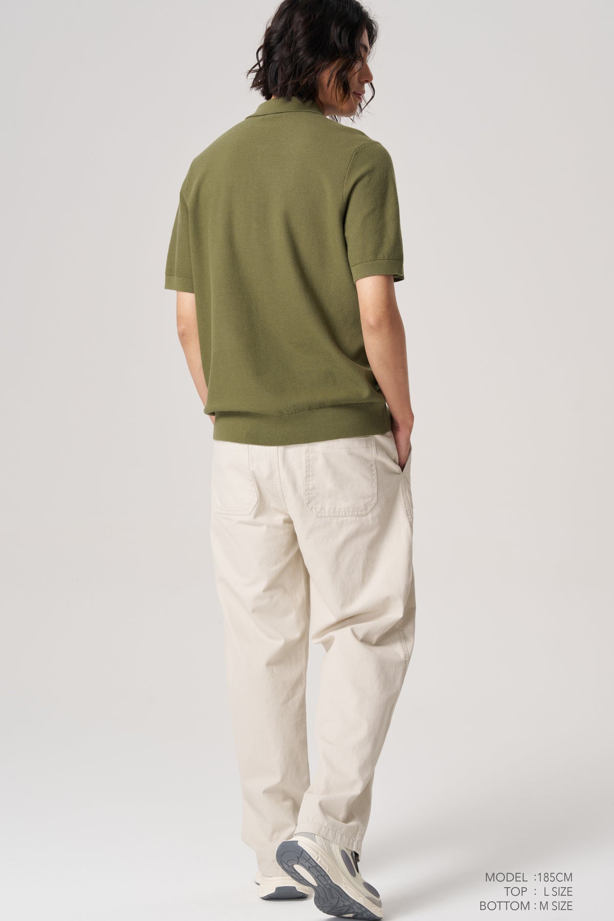 Knit Zip Collar Polo - Khaki Green