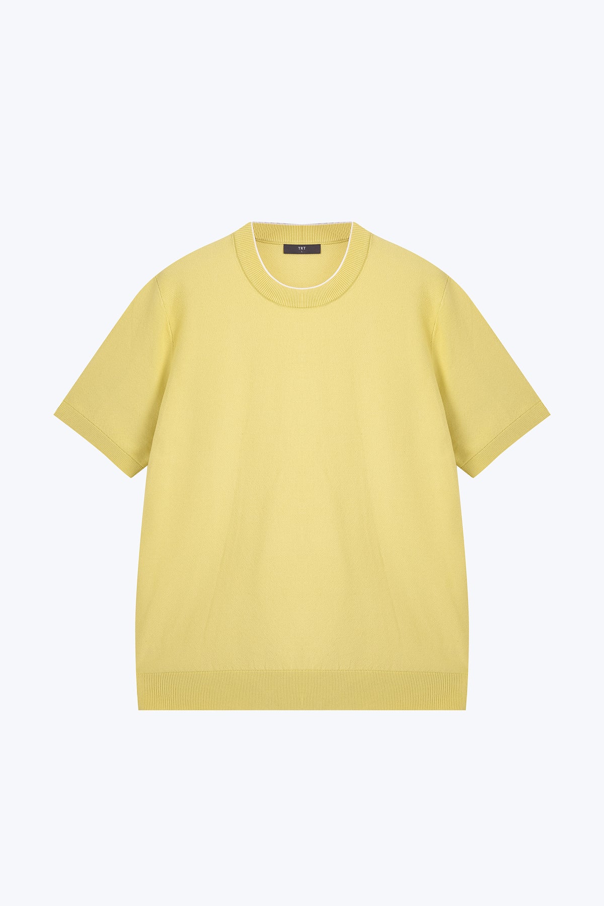 Knitted Contrast Trim Top - Chartreuse