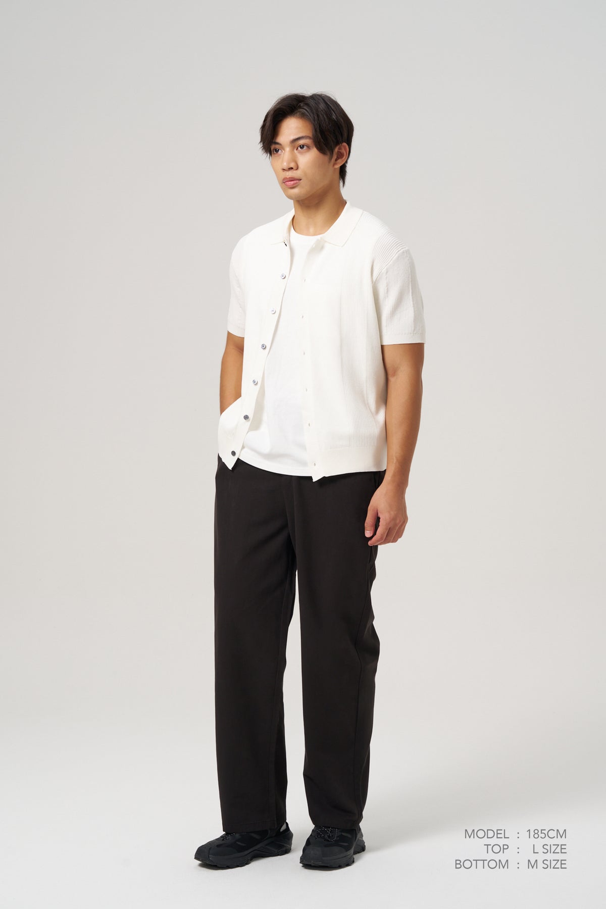 Knitted Button Front Top - Cream