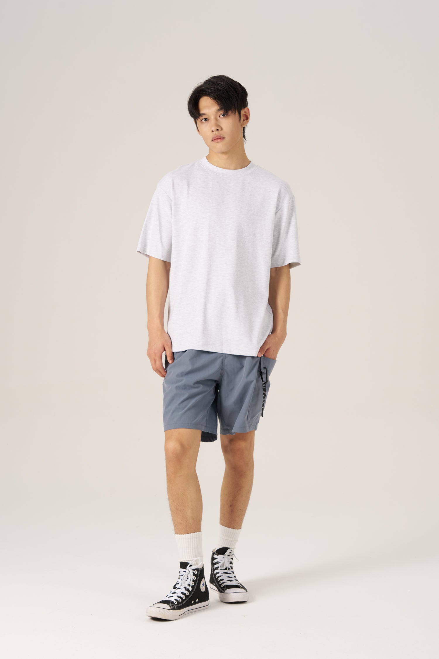 Nylon Utility Cargo Shorts - Grey Blue