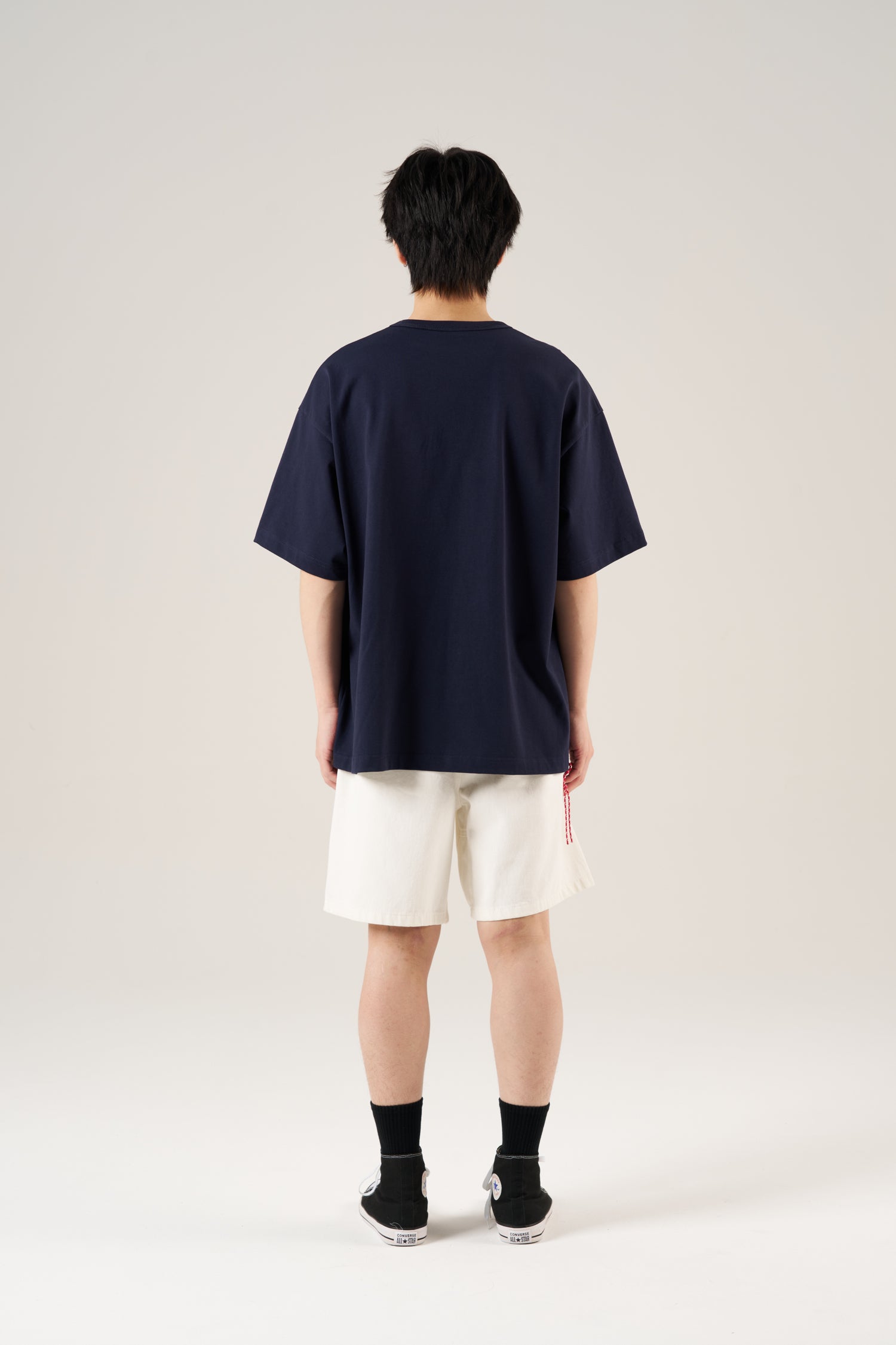 Pleated Dyed Denim Shorts - Cream