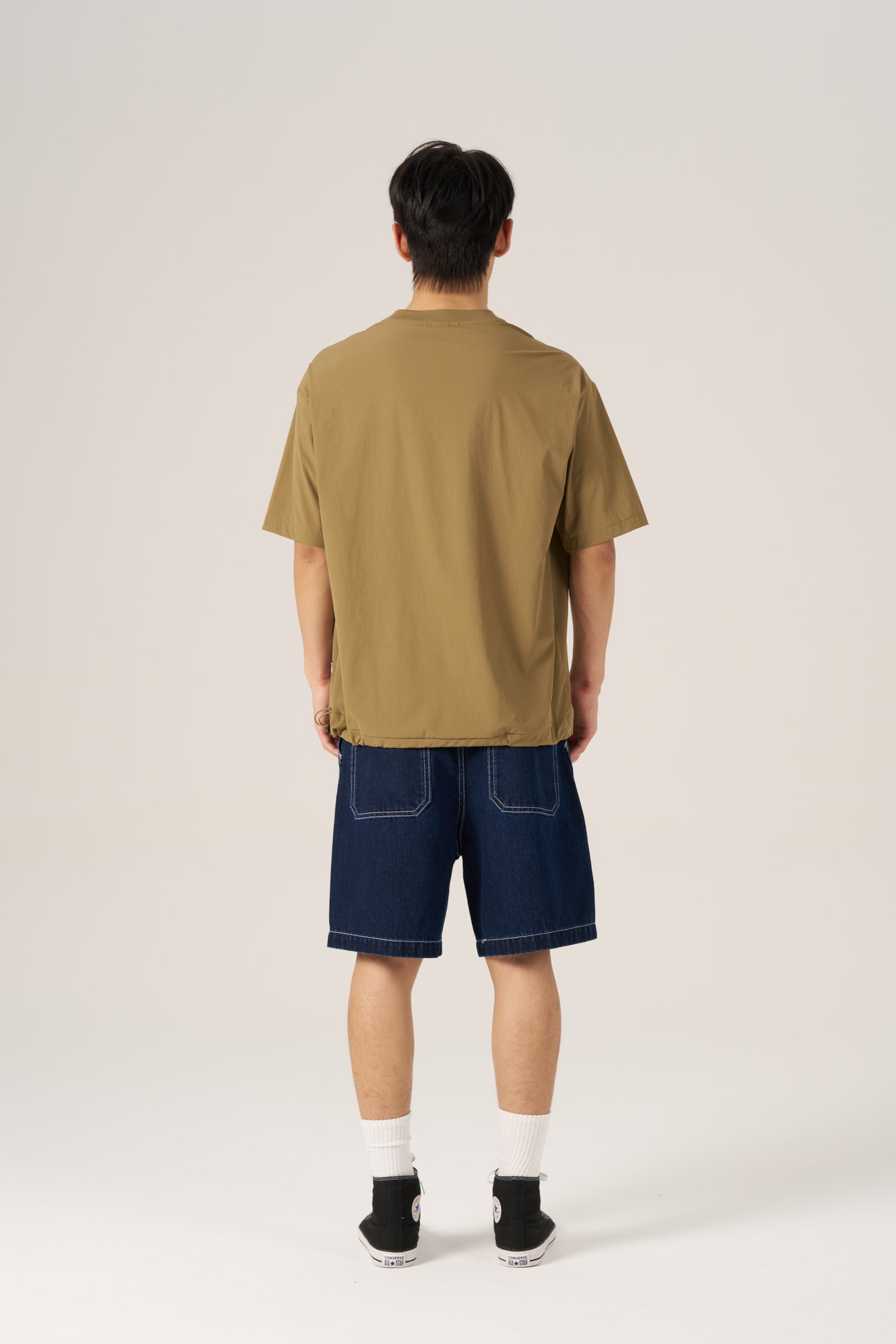 (C) Utility Panel Drawstring Tee - Dark Olive