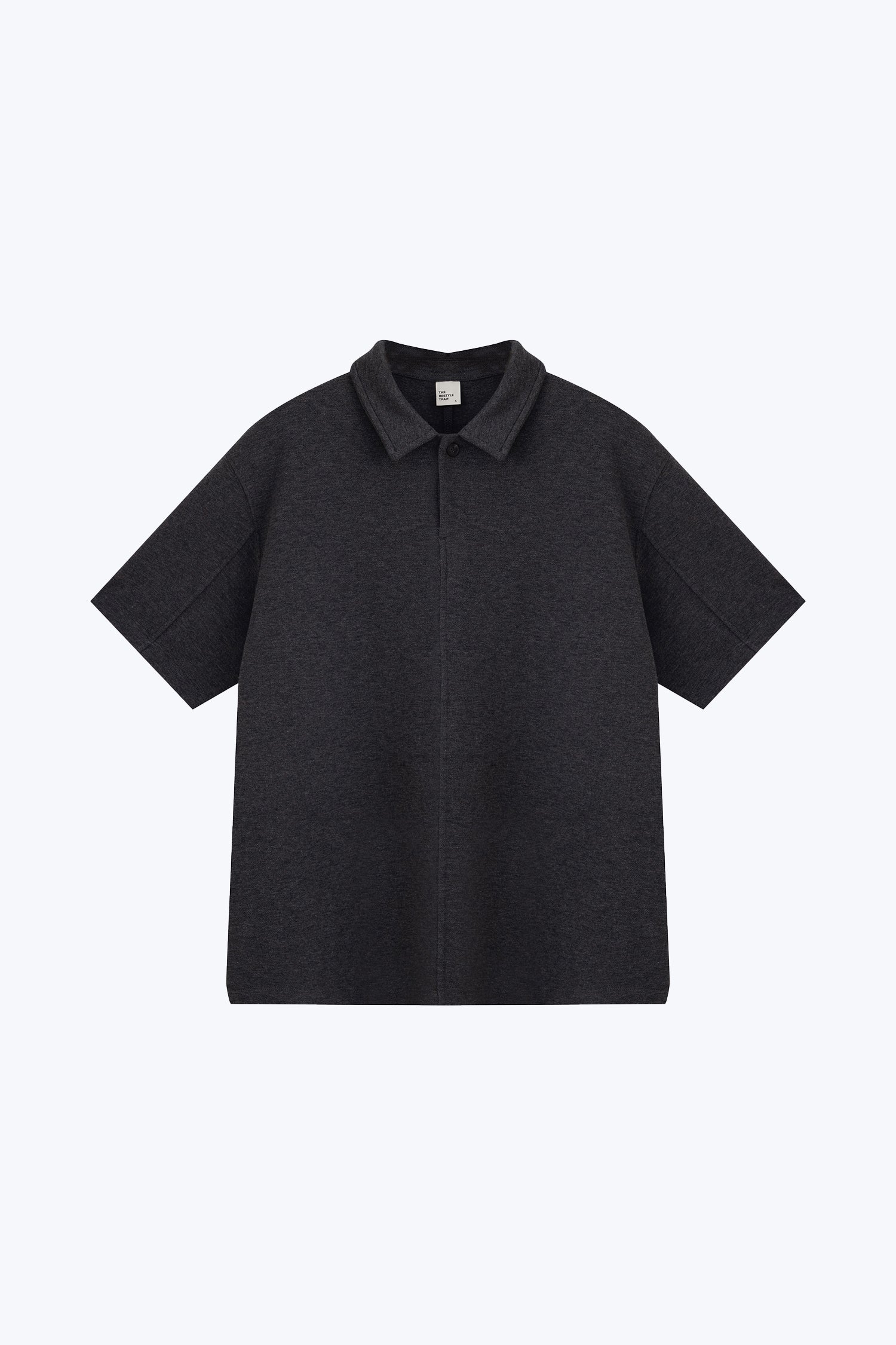 Relaxed Cotton/Poly Polo - Dark Melange Grey