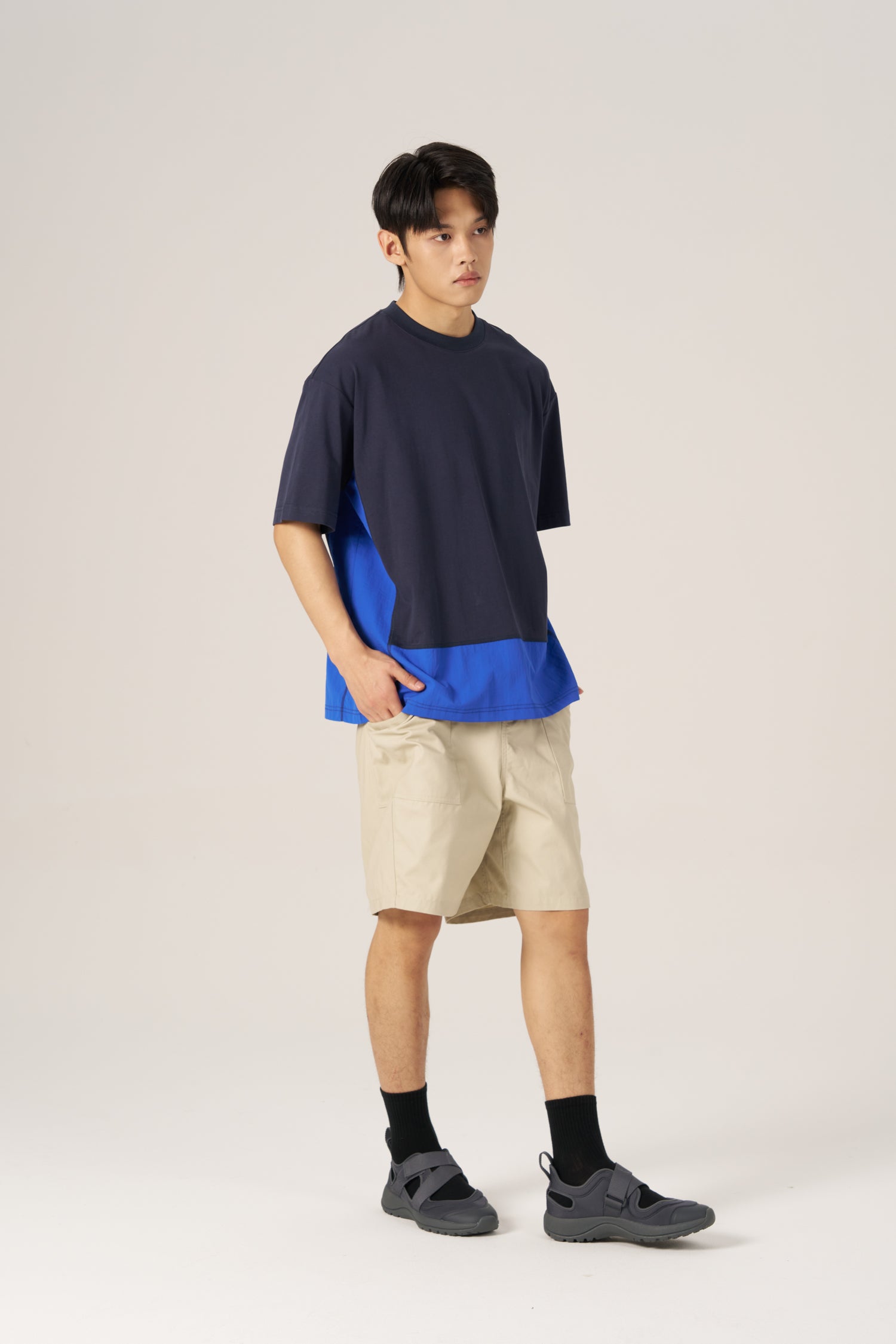 Oversized Panel Tee - Navy