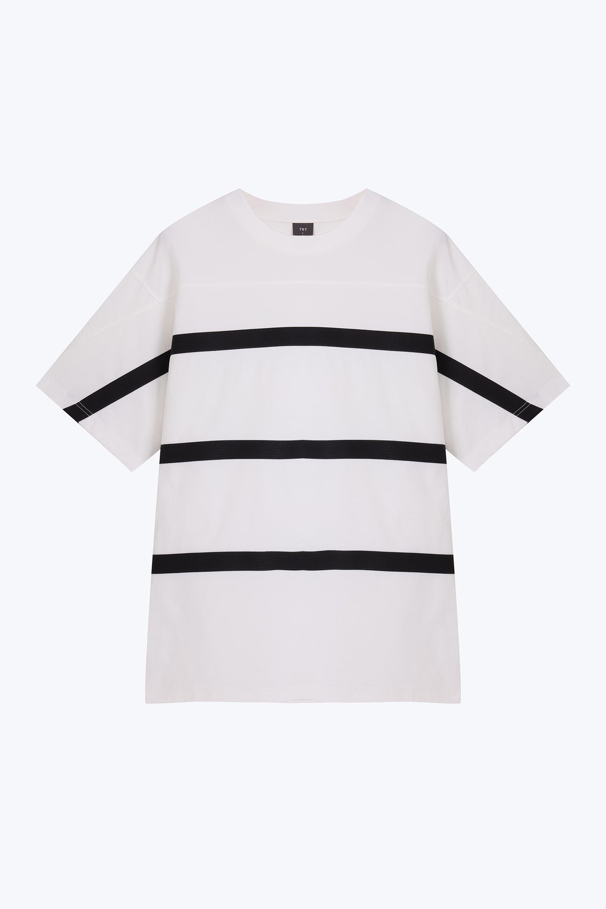 (C) Webbing Stripe Oversized Tee - Cream