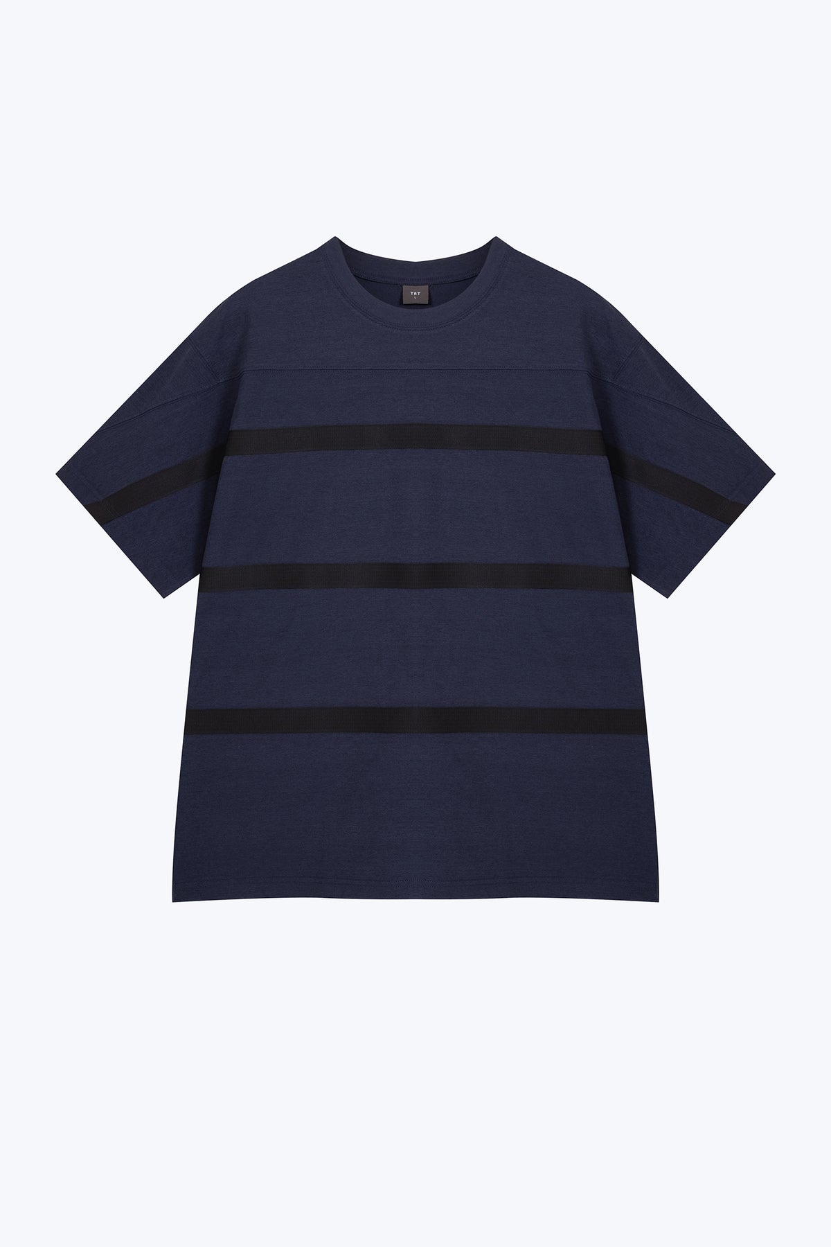 (C) Webbing Stripe Oversized Tee - Navy