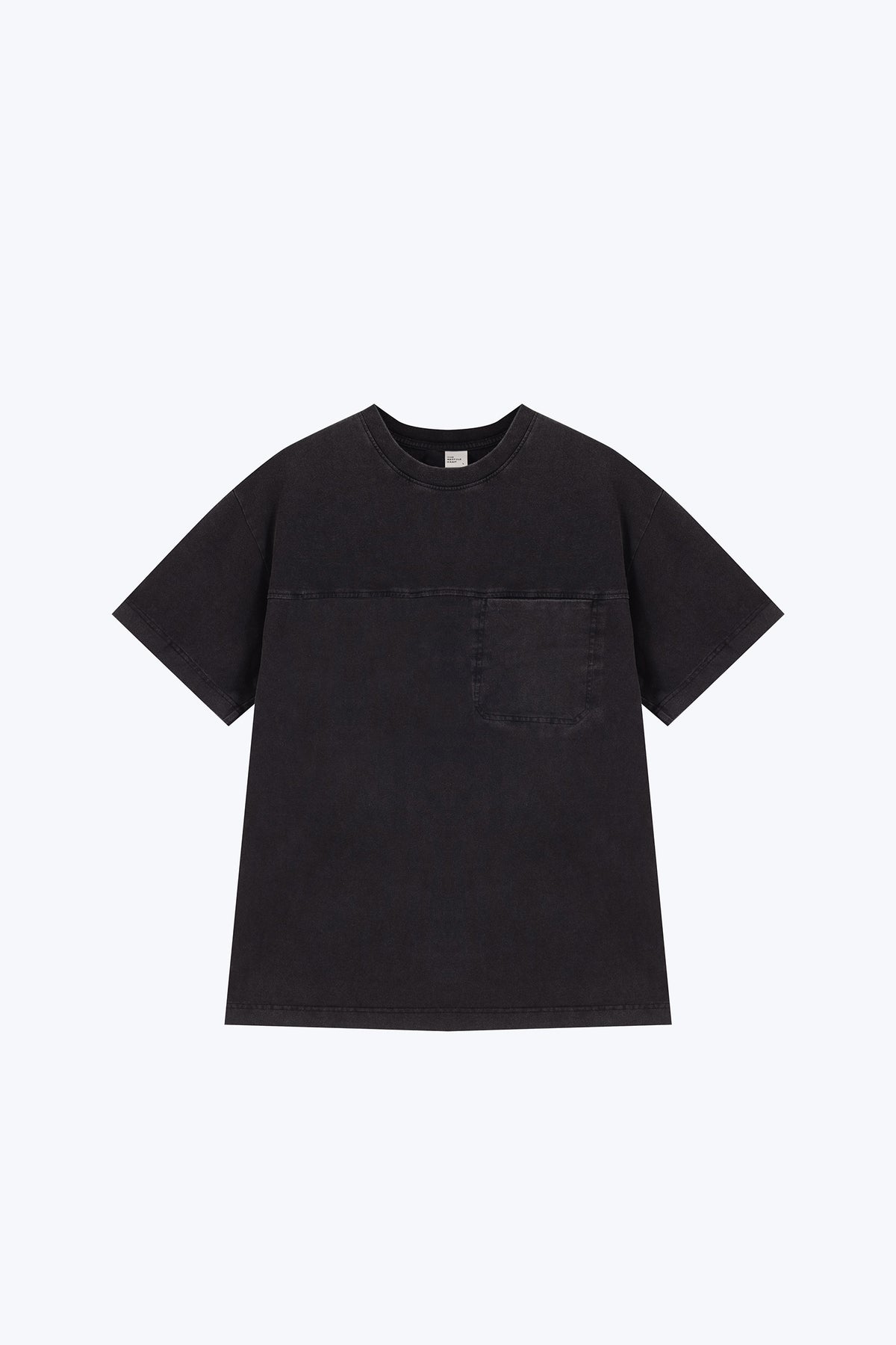 (C) Washed Pocket Oversized Tee - Black