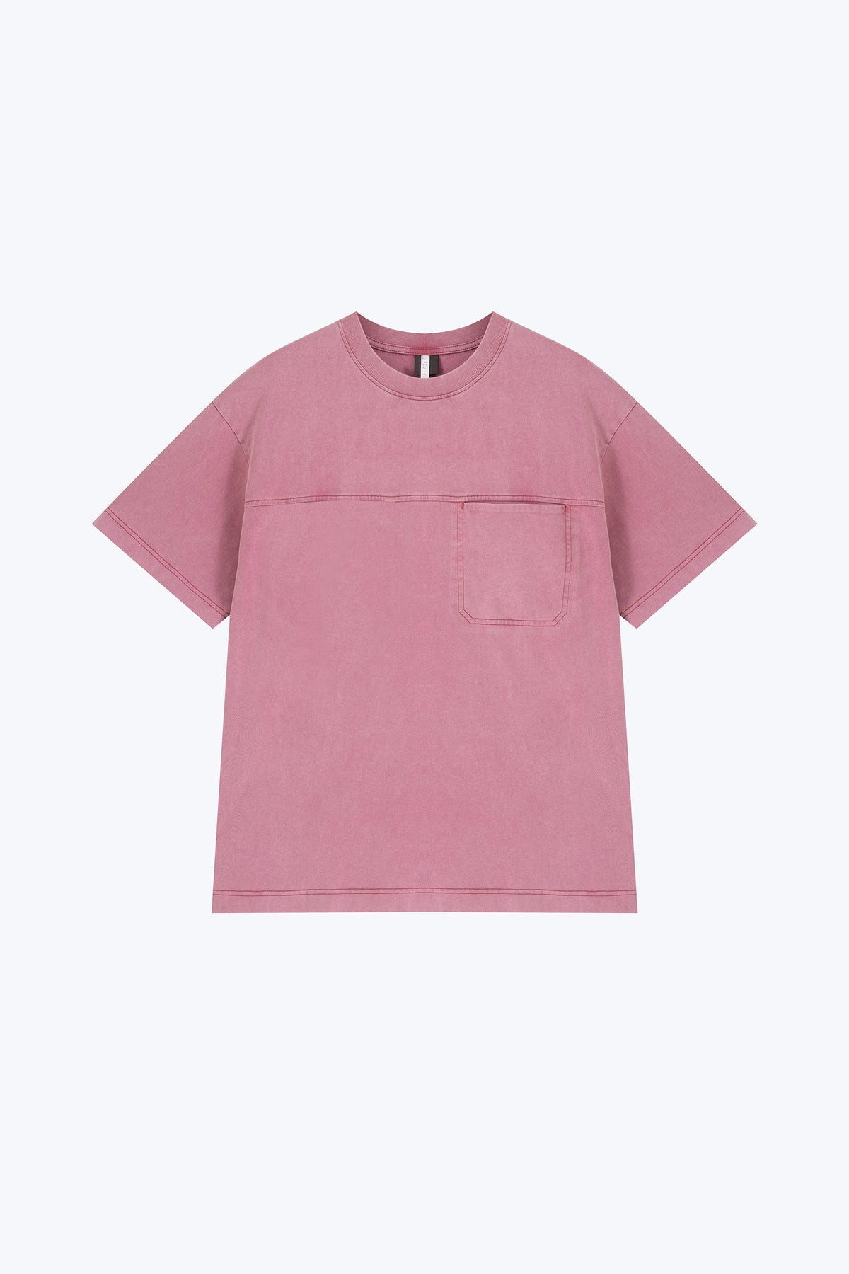 (C) Washed Pocket Oversized Tee - Rosewood