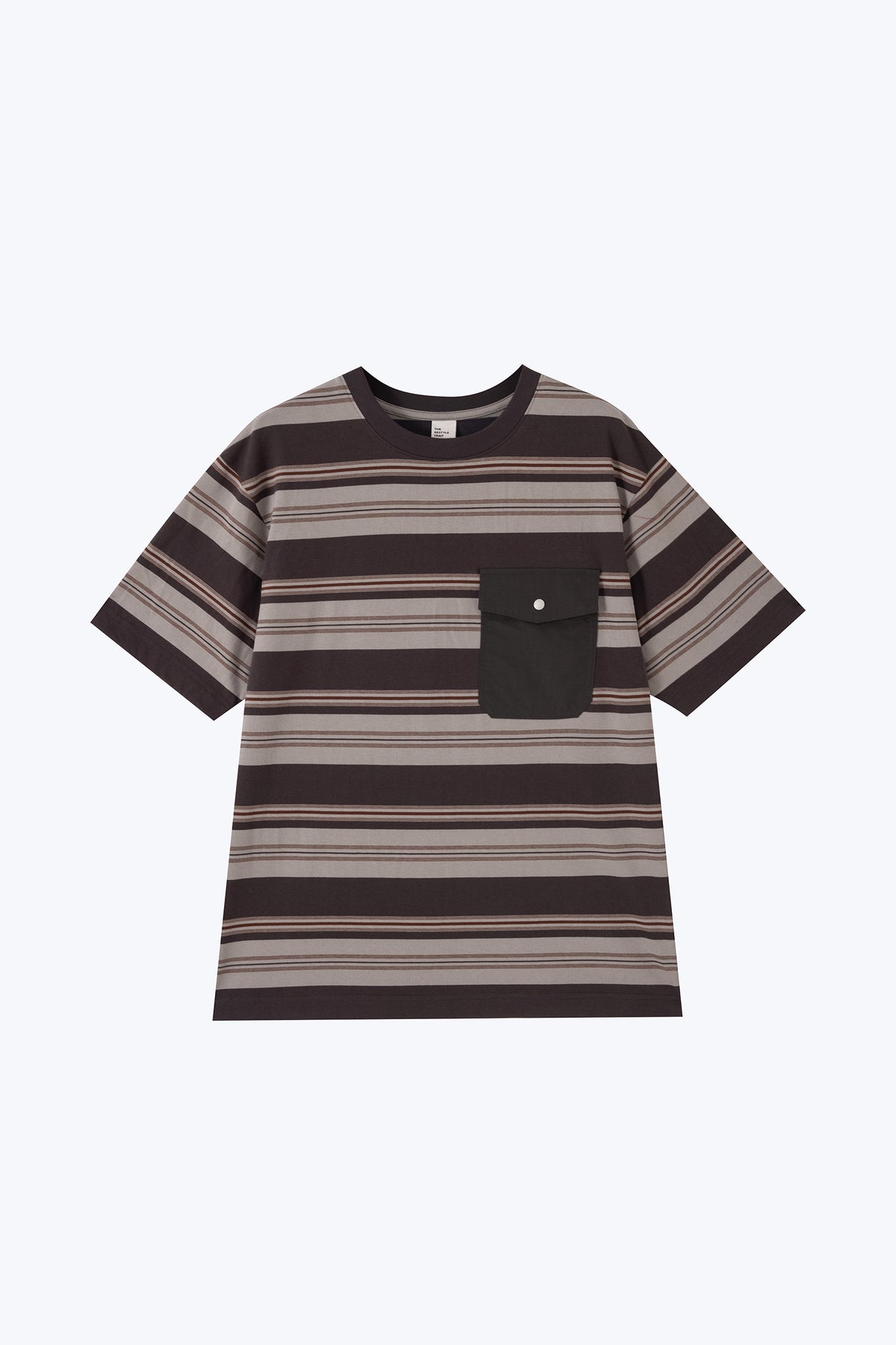 (B) Striped Pocket Tee - Stripes Grey
