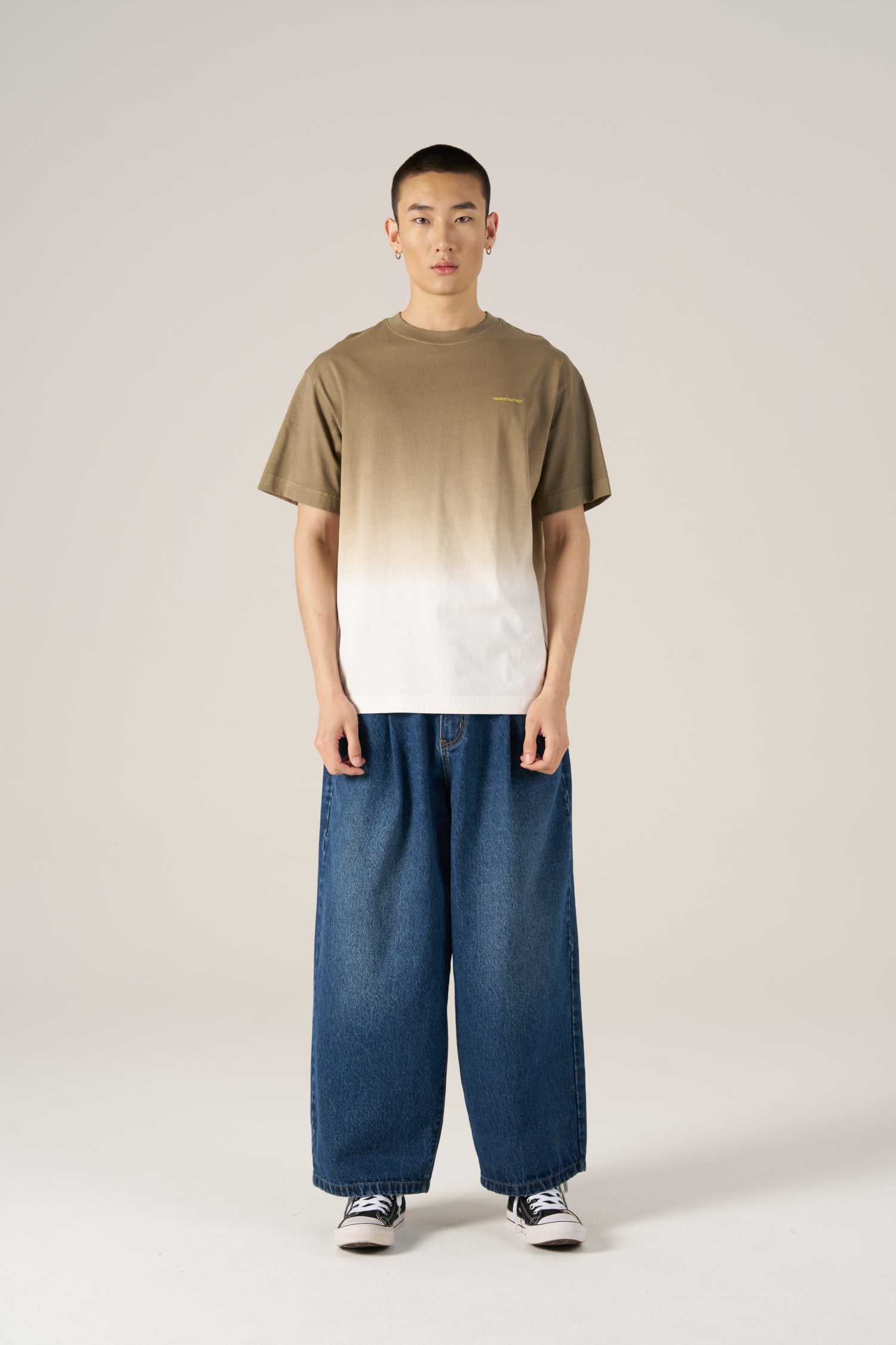 (C) Dip-Dye Oversized Tee - Cocoa