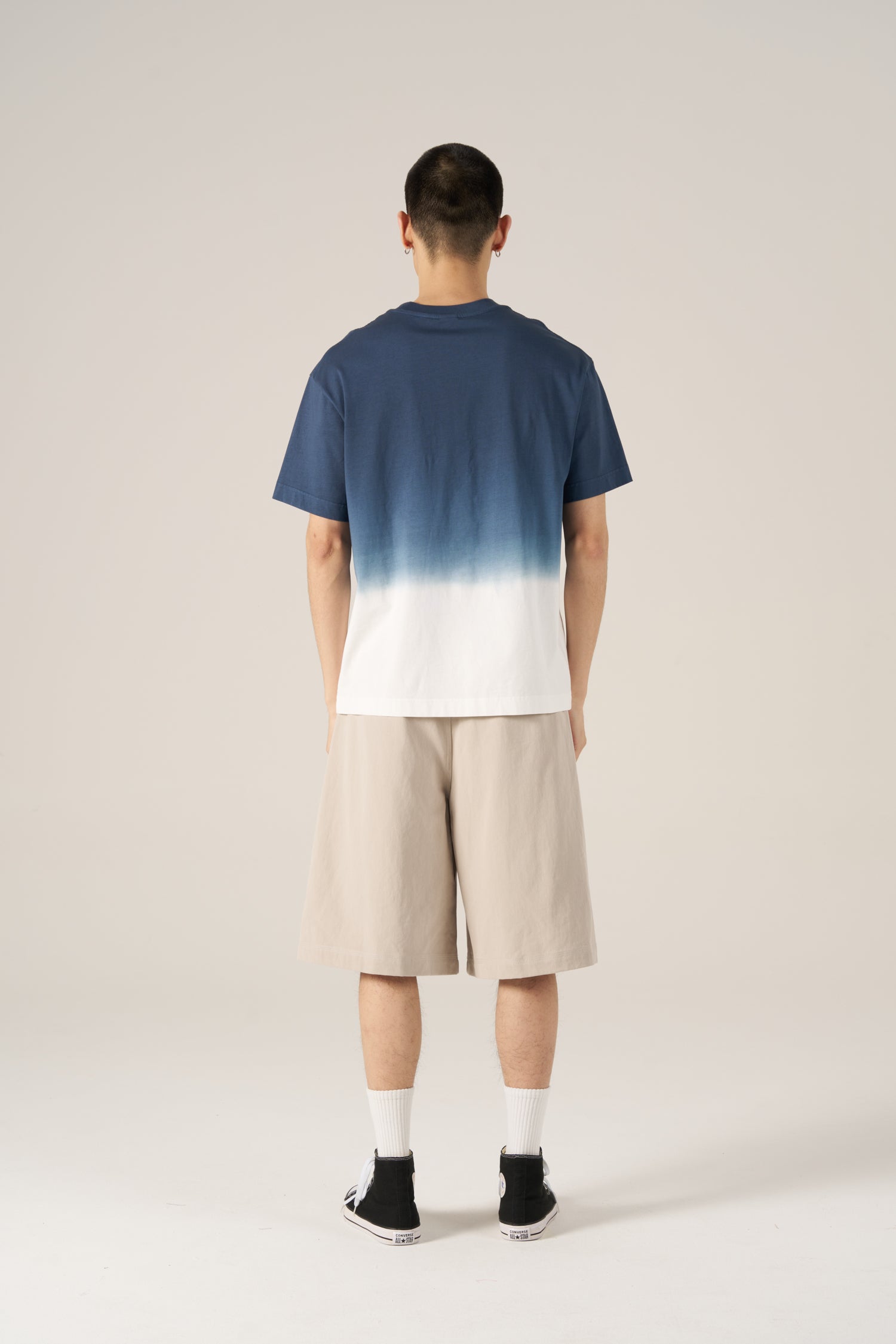 (C) Dip-Dye Oversized Tee - Navy