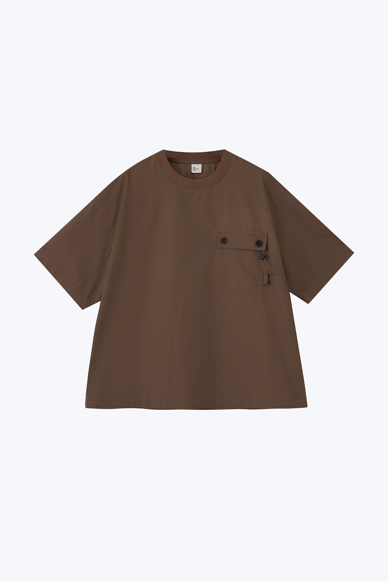 Oversized Patch Pocket Tee - Dark Brown