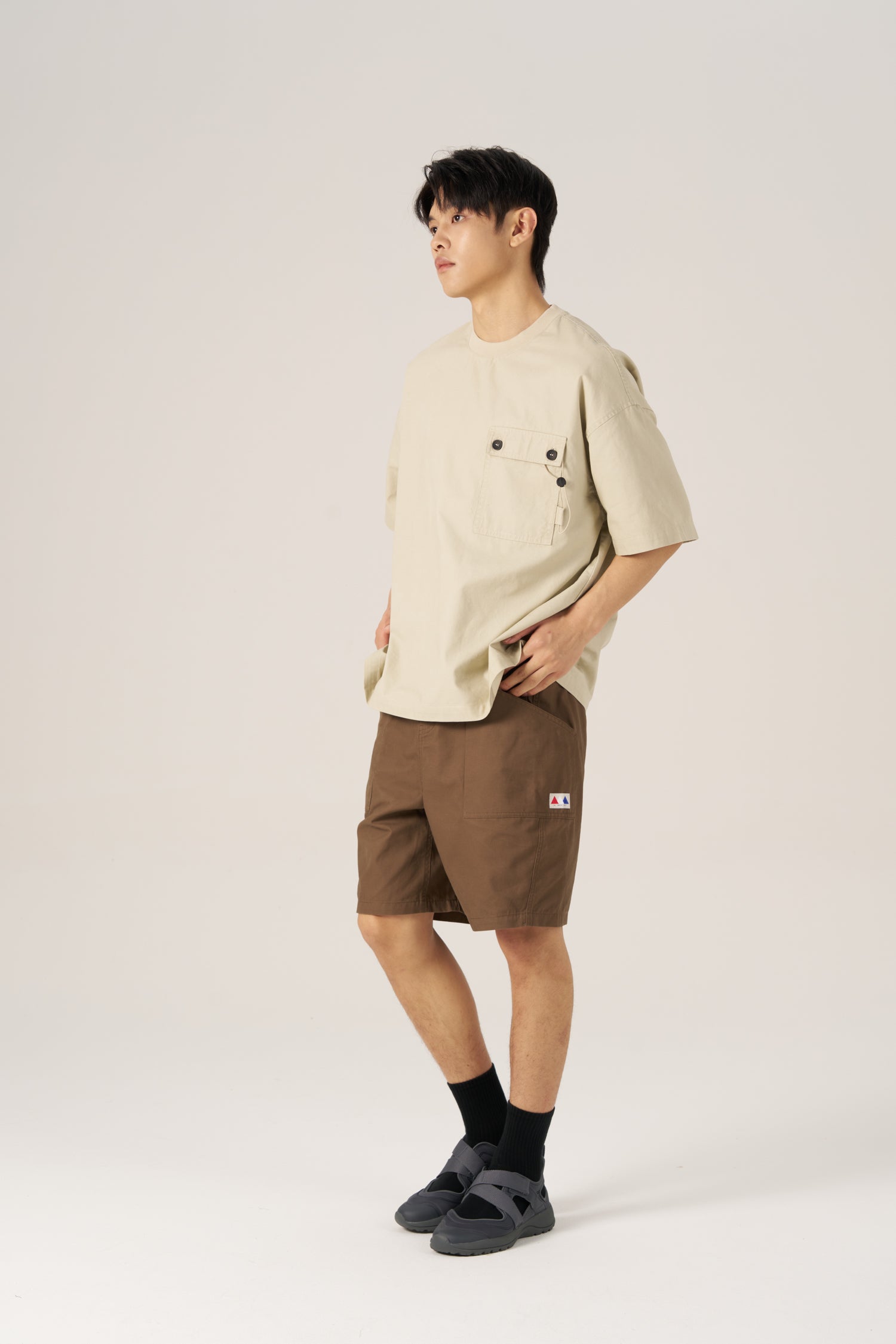 Oversized Patch Pocket Tee - Sandstone