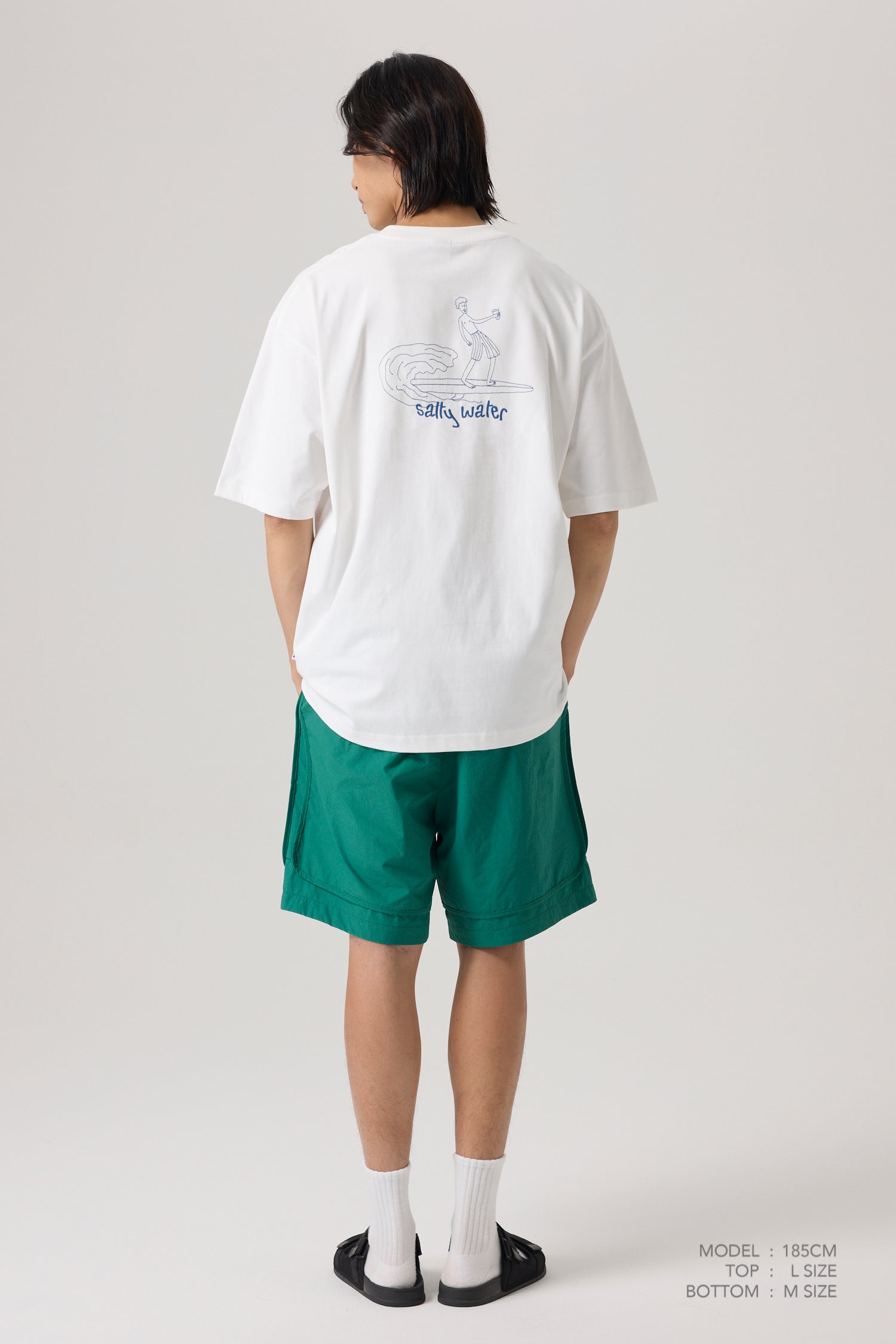 Surfing Embroidery Tee - Cream