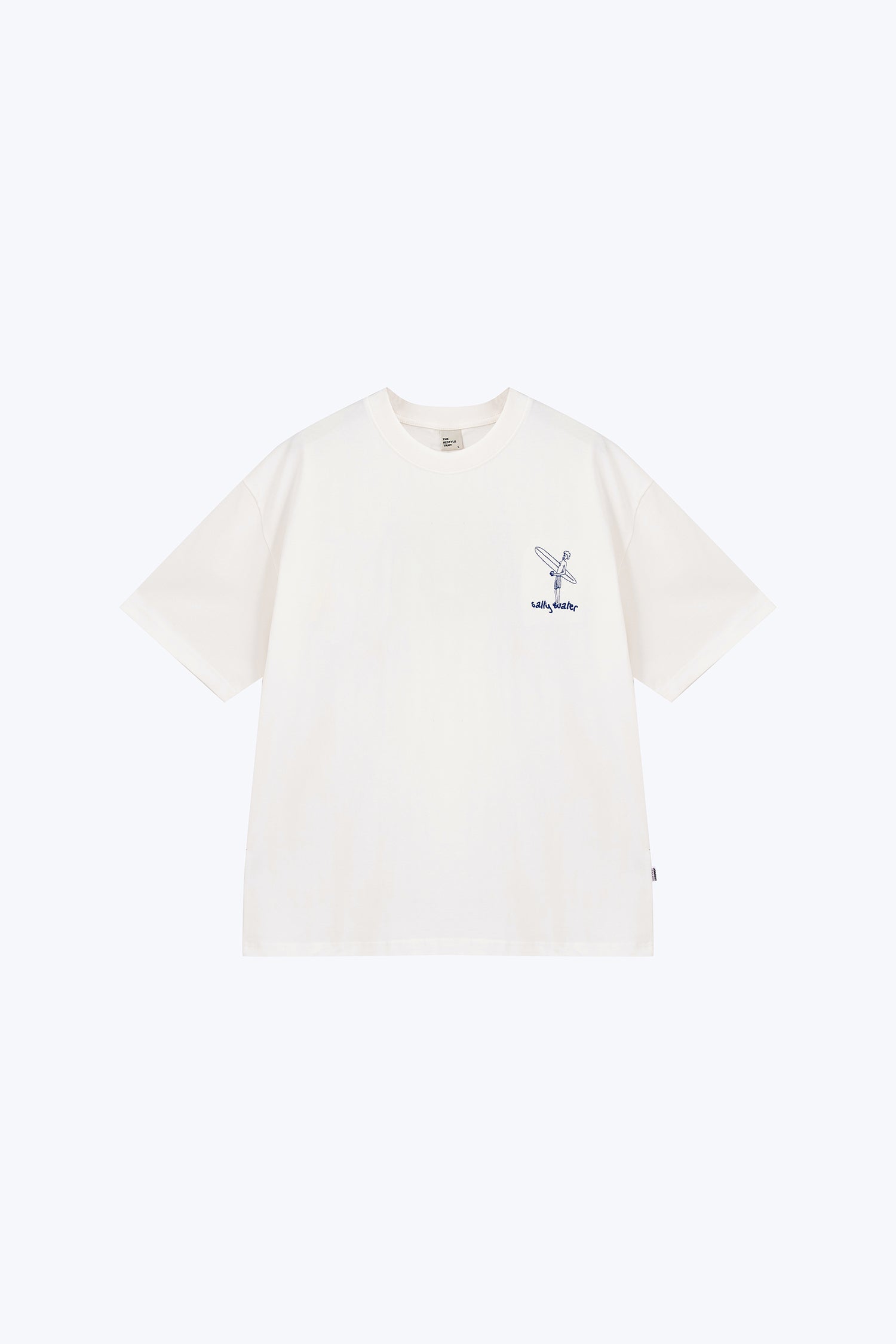 Surfing Embroidery Tee - Cream