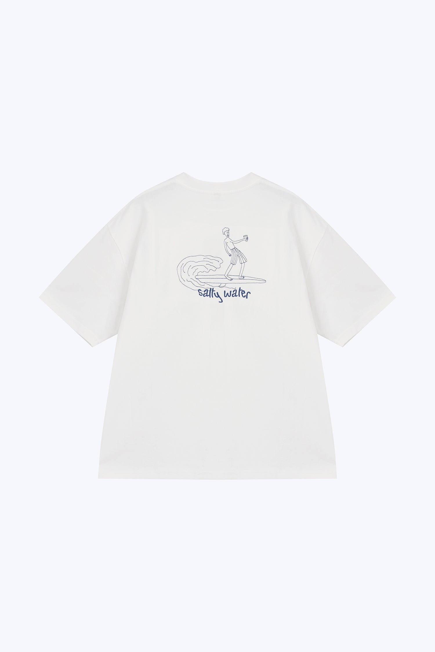 Surfing Embroidery Tee - Cream