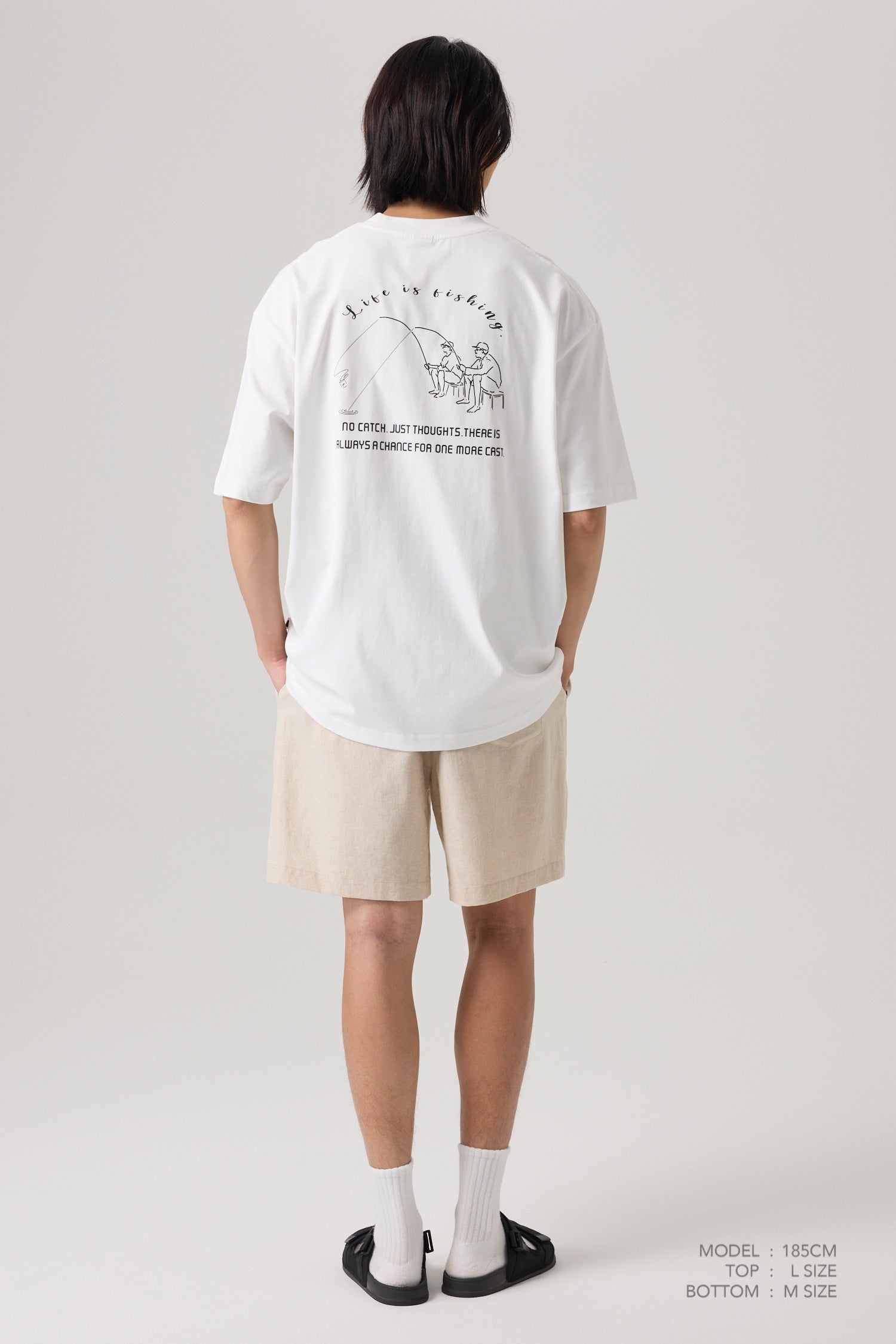 Fishing Embroidery Tee - Cream
