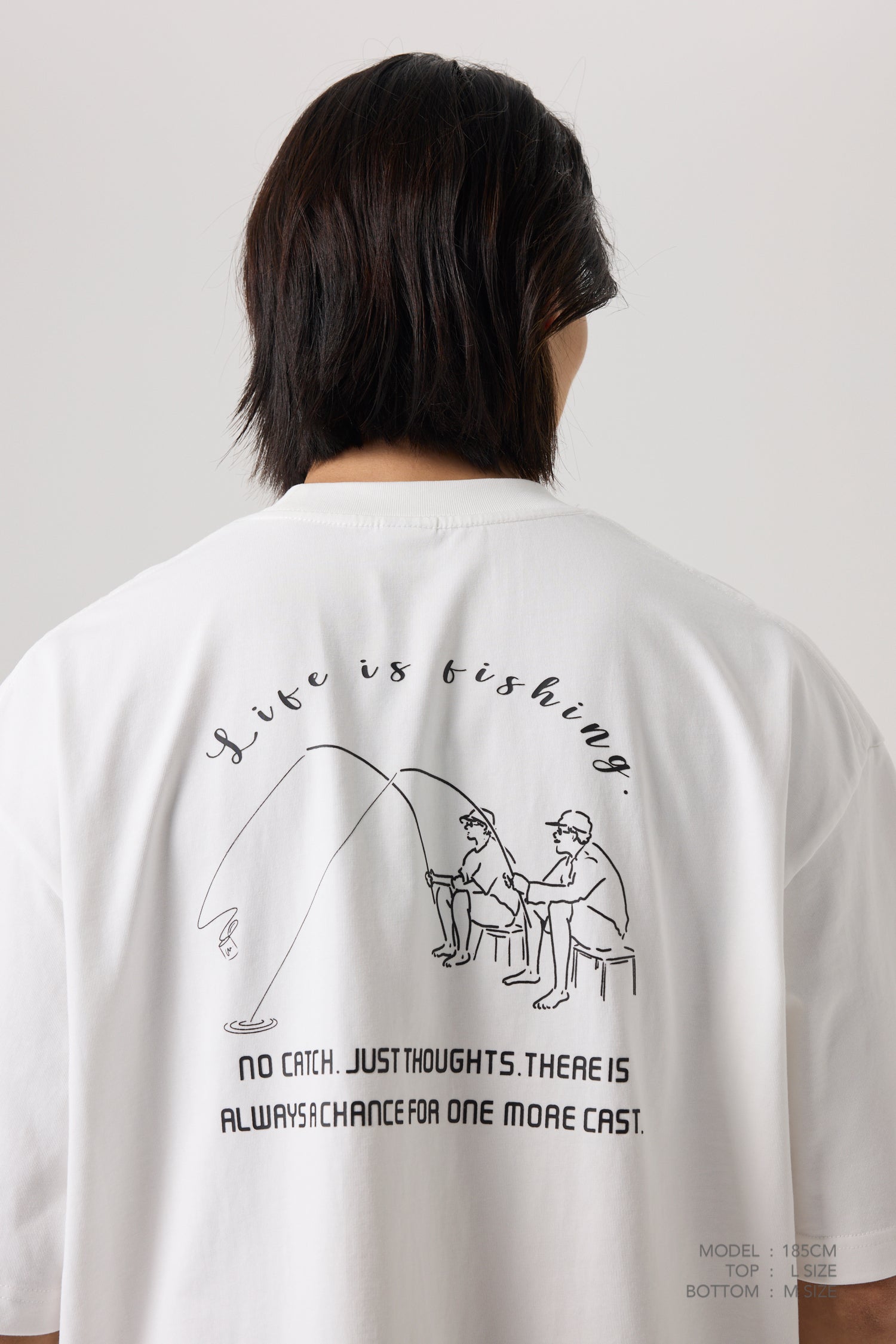 Fishing Embroidery Tee - Cream