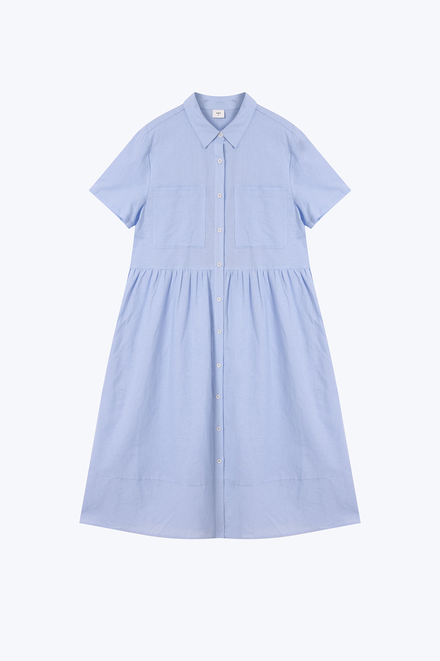 Gathered Short Sleeve Dress - Sky Blue
